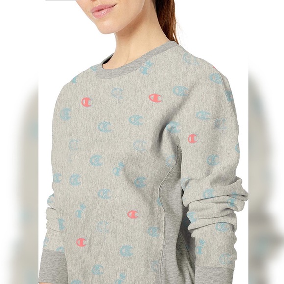 NWT Champion Gray Heritage Tee All Over Logo - Picture 1 of 8